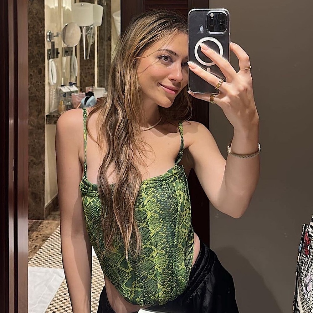 Miaou Love Corset Lime Python Top